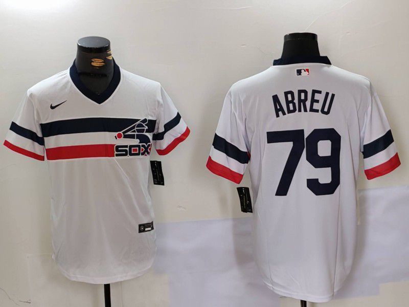 Men Chicago White Sox #79 Abreu White Throwback Game 2024 Nike MLB Jersey style 902